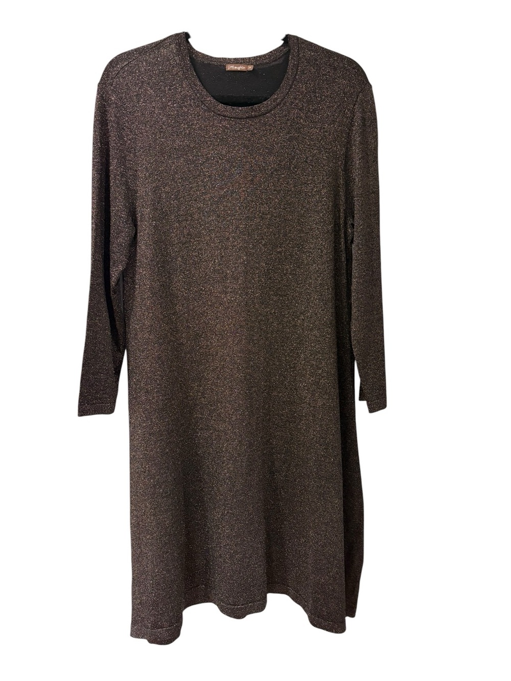 J.McLaughlin Metallic Knit Black Long Sleeve Shift Dress M